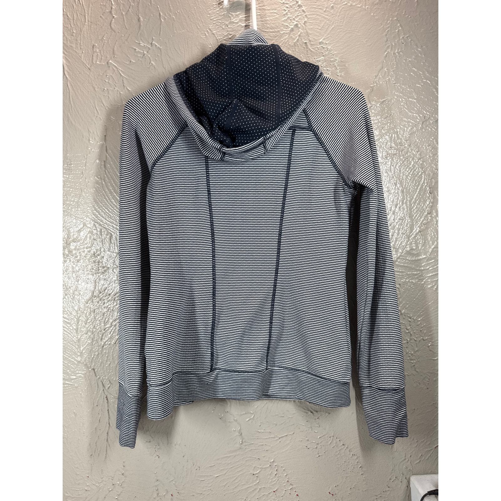 Athleta Heavenly Hail Hoodie 3 Navy Blue White Striped Raglan Sleeve Size XXS Item image 2