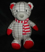 Manhattan Toy Grey Plaid Red Pattern Snicker Teddy Bear Stuffed Animal Plush Toy - £18.68 GBP