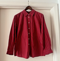 1X Talbots Woman 100% Cotton Red Stripe Button Up Blouse Academia Preppy... - $22.49