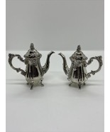 Vtg Godinger Set Of 2 Silver Heavy Footed Tea Pot Shape Salt &amp; Pepper Sh... - £24.38 GBP