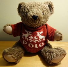 Ralph Lauren Polo Articulating Teddy Bear Christmas Plush w/ Backpack 15&quot; 1998 - £15.73 GBP