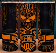 Harley Davidson Motorcycle Mechanic Skull Wood Grain Design Cup Mug Tumbler - £15.60 GBP