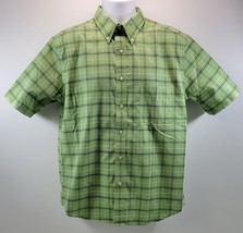 Men&#39;s St Johns Bay Green Plaid Button Down Shirt Medium - $11.87