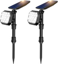 2Pack Solar Spot Light Outdoor 22 LED White Landscape Spotlights IP65 Wa... - £22.85 GBP