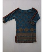 Free People New Romantics Sz S/P Teal Gold Rust Geometric Stripes Y2K Bo... - $454.67 MXN