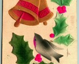 Happy New Year Embossed Airbrushed Flocked Add on Bells 1910 DB Postcard... - $9.85