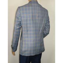 Men's Mono Turkey Sport Coat 100% Super 180s Wool 1522-02 Blue Brown Plaid image 7