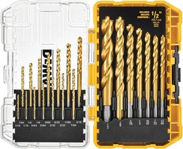 DEWALT Titanium Nitride Coated Drill Bit Set, Pilot Point, 21-Piece (DW1... - £19.55 GBP