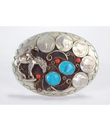 Native American Horse Squaw Wrap Buffalo Nickel Belt Buckle Turquoise &amp; ... - $203.09 CAD