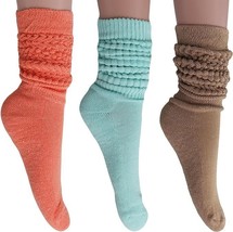 Colorful All Cotton Slouch Socks 3 Pairs Shoe Size 5 to 10 - £14.04 GBP