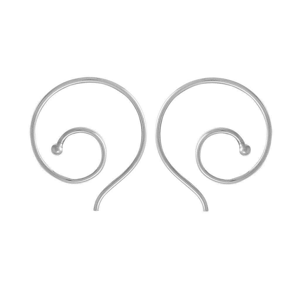 925 Sterling Silver Spiral Pull Through Hoop Earrings for Women and Girls - $41.08