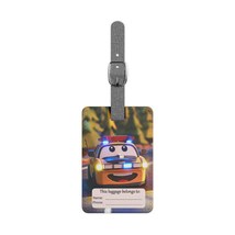 Luggage Tag For Kids Police Car Cartoon | Rectangle Saffiano Polyester L... - $19.99