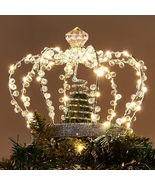 Christmas Jeweled Crown Tree Topper – Light Up with 60 Warm White Lights - $40.61