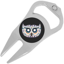 Aztec Owl on Black Golf Ball Marker Divot Repair Tool Bottle Opener - £9.31 GBP