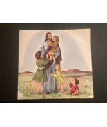 VINTAGE 1953 LITHO PRINT - THE SUNDAY SCHOOL HOUSE - Jesus and Children ... - $8.51