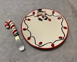 Fitz &amp; Floyd 2006 Christmas Snowman Snack Cheese Plate With Peppermint S... - $14.80