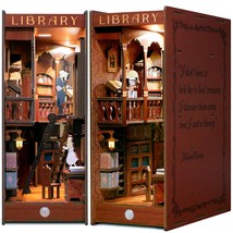 Miniature Library Diy Book Nook Kit For Adults, 3D Wooden Puzzle Bookend, Bookno - £60.93 GBP