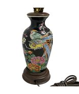 Vintage Ceramic Asian Vase Table Lamp Hand-Painted Phoenix Birds Flowers... - €76,93 EUR
