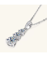 Luxury 925 Sterling Silver 1.8CT Full Moissanite 3-Stone Pendant Necklace (19") - $149.99