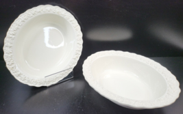 2 Wedgwood Cream Color On Cream Color Shell Edge Oval Vegetable Bowl Set... - $108.57