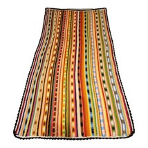 Hippie Chic Striped Crochet Afghan Throw Vintage Boho Afghan Throw Blanket 70x37 - $27.69