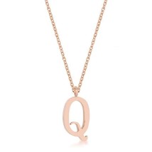 Elaina Rose Gold Stainless Steel Q Initial Necklace - $25.49