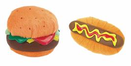 MPP Small Plush Dog Puppy Squeaker Toys Picnic Food BBQ Choose Hamburger or Hot  - £6.77 GBP+