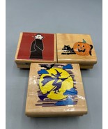 3 Halloween Rubber Stamp Witch Dracula Cat Pumpkin Canadian Maple Collec... - $148.47 MXN