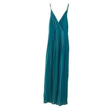 She + Sky Green Pleated Maxi Dress Womens Large Sleeveless V-Neck - £19.65 GBP