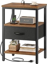 Awesome 3-Tier Storage End Table For Living Room, Black And Rustic Brown... - $59.95