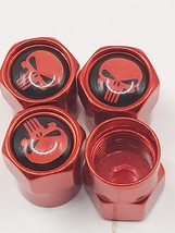 Set of 4 Red Punisher Tire Valve Stem Caps For Car, Standard Fitting - $6.75