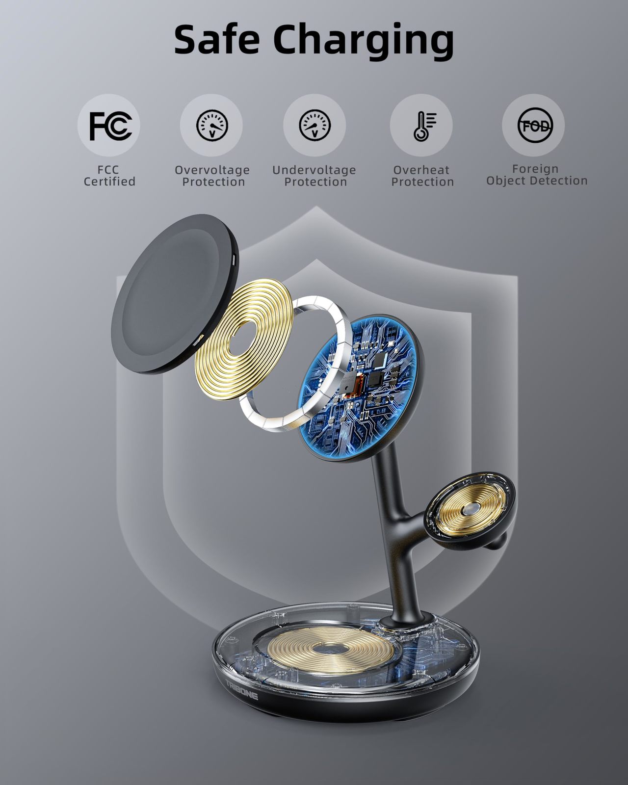 3 in 1 Magnetic Wireless Charger Stand for Apple Devices, TRIBONE Fast Charging  Item image 7