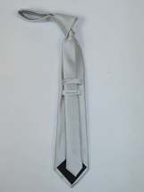 Men's Perry Ellis Tie Classic Satin Silky Feel #Perry-2 Solid Silver Gray image 3