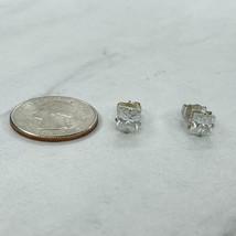 SHA Signed Silver Tone Clear Square Rhinestone Earrings Pierced Pair - $6.92