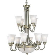 Colonial Silver 15 Light Chandelier Etched Glass Progress Lighting P4111-43 - £935.66 GBP