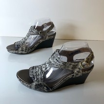 Clarks Bendables Sandals Star Gaze 60287 Faux Snakeskin Wedge Gray Womens 9M - £31.22 GBP