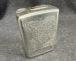 Vintage 2 Piece Cigarette Case Silver Tin Plated Engraved Ornate Swirl P... - £19.67 GBP