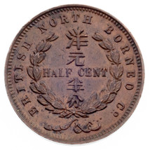 1891 Britisch North Borneo 1/2 Cent IN Handgehoben Zustand Km #1 - £208.92 GBP