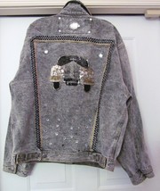 Jordache No Exit Jean Jacket Coat American Legend Embellished Wash Gray ... - £38.51 GBP