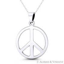 Peace Sign Charm Hippie Movement Symbol 40x28mm Pendant in .925 Sterling Silver - £22.45 GBP+