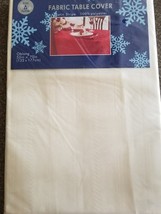 TRIM A HOME SATIN STRIPE FABRIC TABLECLOTH OBLONG 60X102 HOLIDAY RED, NEW - $40.00