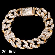 Hip Hop Bling Iced Out Crystal Cuban Link Bracelet For Women Men Gold Silver Col - £11.85 GBP