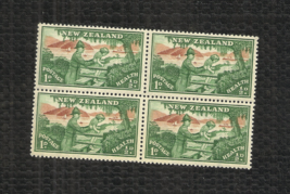 NEW ZEALAND - 1946 Green Health 1d + 1/2d stamp - full block of 4 - MNH - $2.98