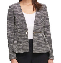 DKNY Womens Open-Front Tweed Jacket,Size 14,Black/White - £126.22 GBP