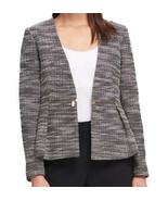 DKNY Womens Open-Front Tweed Jacket,Size 14,Black/White - £125.14 GBP