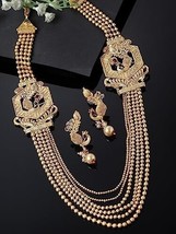 Gold Plated Rani Haar Long Kundan Studded Multistring Necklace Jewelry Set - £15.20 GBP