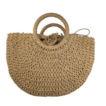 YXILEE Bag Woven Jute Rope Straw Summer Tote Crescent Double Handle Draw... - £26.90 GBP