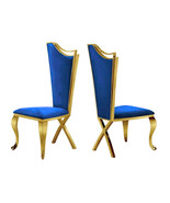 Luxurious Royal Blue Velvet Accent Chairs with Gold Frame – Set of 2 - $778.22 CAD