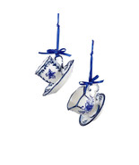 KURT ADLER SET OF 2 PORCELAIN DELFT BLUE CUP &amp; SAUCER XMAS ORNAMENTS J06... - $26.31 CAD