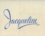 Jacqueline Restaurant Menu Pennsylvania Avenue Northwest Washington DC 1... - £68.50 GBP